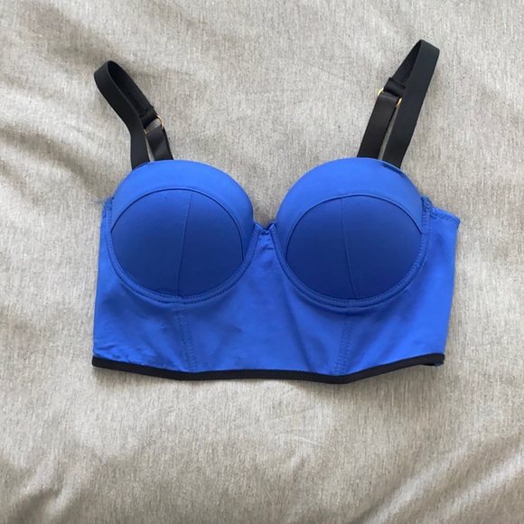 Blue bebe bustier crop top - Picture 1 of 2
